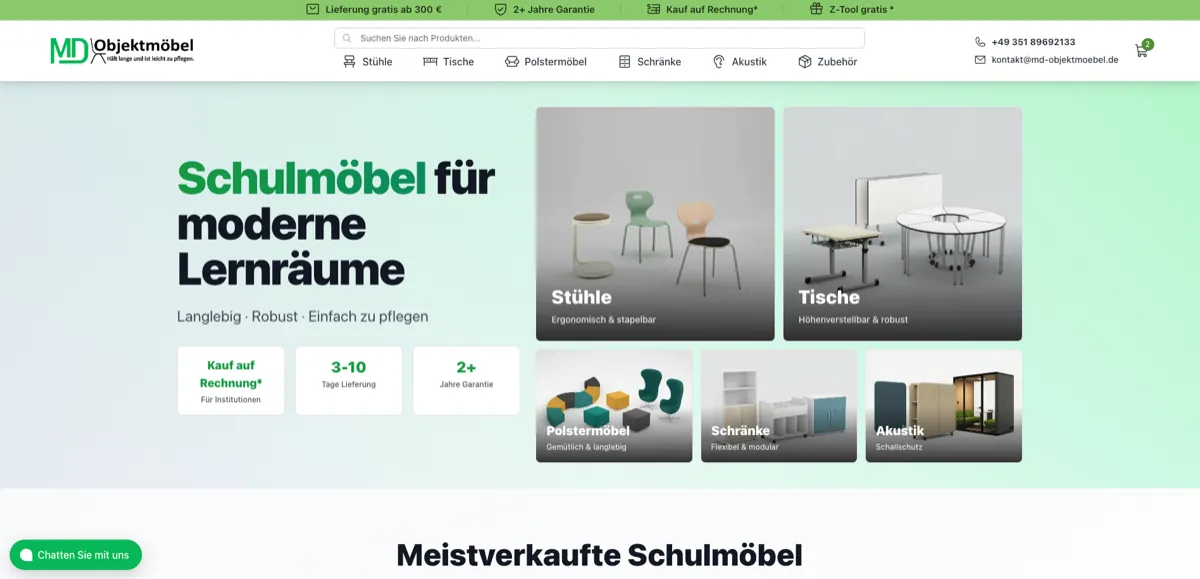 MD Objektmöbel Homepage